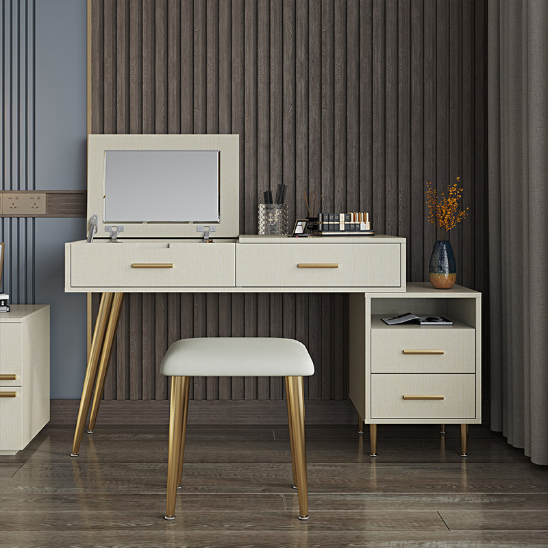 Light luxury modern minimal dressing table bedroom small household cosmetic counter in red makeup table