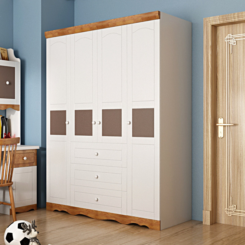 Children's wardrobe modern minimalist solid wood home bedroom cabinet boy girl Mediterranean style children's room wardrobe