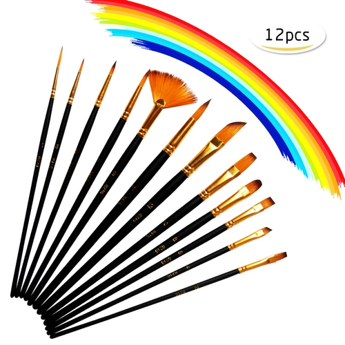 Акварель, гуашь, акрил, кисть, художественный нейлоновый комплект, 12 шт