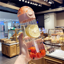 Simple adult pregnant woman portable glass large capacity girl heart Sports suction tube Cup personality student childrens water Cup