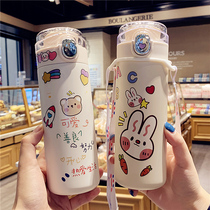 Creative simple fresh thermos cup female portable student water Cup Moren childrens Cup male cute girl