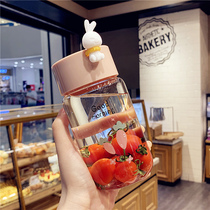 Creative fresh Mori rabbit glass girl portable cute water cup high value ins style personality Cup