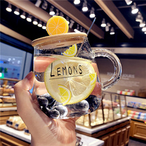 Simple girl Net red glass glass ins student personality fresh water cup with handle breakfast office Milk Cup