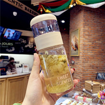 Korean simple fresh Mori glass Glass men and women portable tea separation tea cup ins student creative water Cup