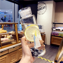 Cute hipster glass cup girl heart student personality portable water Cup male Lady creative trend Net Red Cup