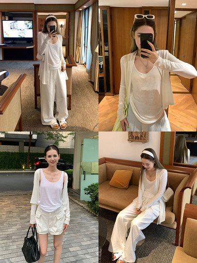 Xzichic Cárdigan de lana Tencel primavera y verano estilo perezoso top nuevos tejidos fuera del hombro protección solar abrigo fino para mujer