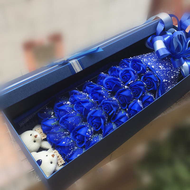 Birthday gift Tanabata Valentine's Day Blue demon simulation rose fragrant flower send Girlfriend cartoon bouquet graduation