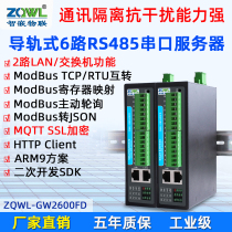 Dual network port 6-way RS485 to Ethernet module serial server communication management machine Modbus gateway MQTT