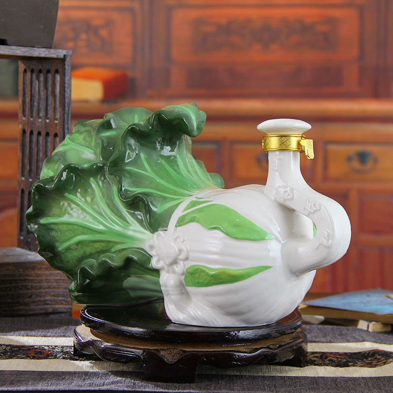 Jingdezhen gốm 1 kg 5 kg 10 kg bắp cải rỗng chai rượu vang men trang trí trang trí bình rượu Baicai Ruyi