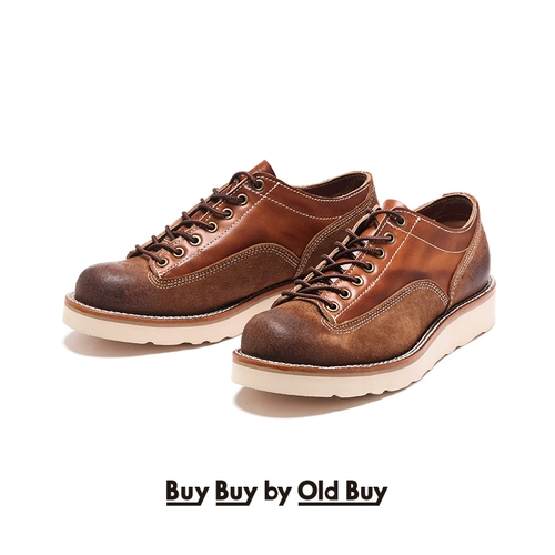 Ameica Короткая обувь ретро -ретро -низкая круглая голова, старая коровящаяся сшивая локомотив