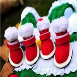 Pet Super Puppy Cat Рождественская красная обувь Осень и зимние согревающие анти -ски