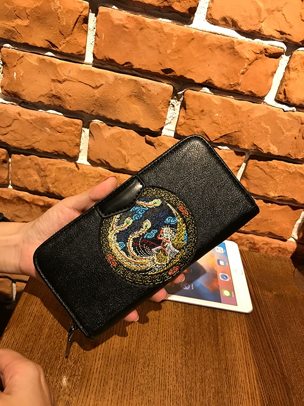 Ví thêu tay dài Ví cá tính dân tộc thêu Ví nữ nhỏ tươi retro nhiều thẻ thẻ