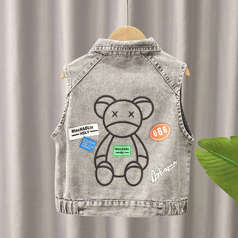 2022 children's clothing new boy Cowboys'Cowboys' boy denim jacket foreign wearing blouses child cartoon