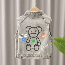 2022 childrens clothing new boy Cowboy Machia Middle boy denim jacket foreign air outside wearing blouse child cartoon