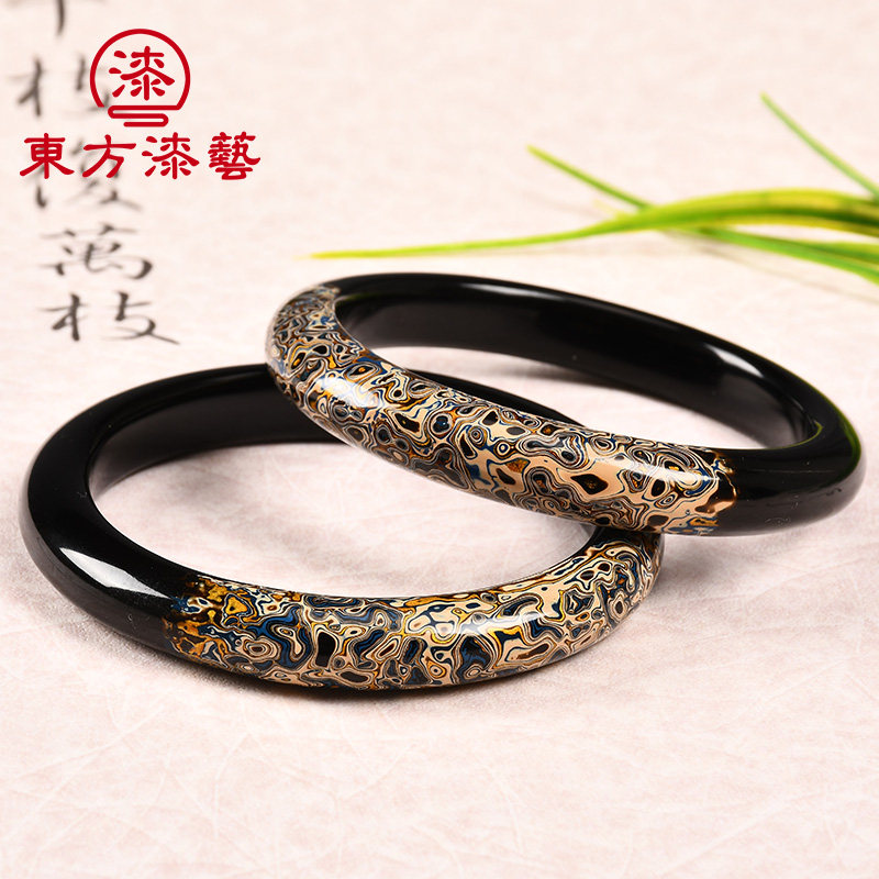 Oriental lacquer art bracelet large lacquer bracelet rhinoceros bracelet bracelet chinese style ancient style Hanfu literature and art Fan lady lacquer bracelet