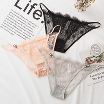  Panties female lace low waist sexy temptation hot transparent mesh girl birthday sweet lady briefs head