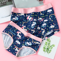 New couple panties set mens and womens underwear middle waist personality modal cotton spring shorts cute unicorn