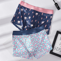 Men's underwear milk silk new pink cute cartoon cotton crotch four corners flat angle large size breathable loose pants head