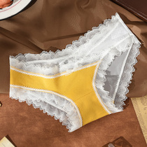 Lady Briefs Women Pure Cotton Sexy Seductive Teenage Girls Raw Triangle Pants Head Day Department Breathable Lace Side Comfort Antibacterial Crotch