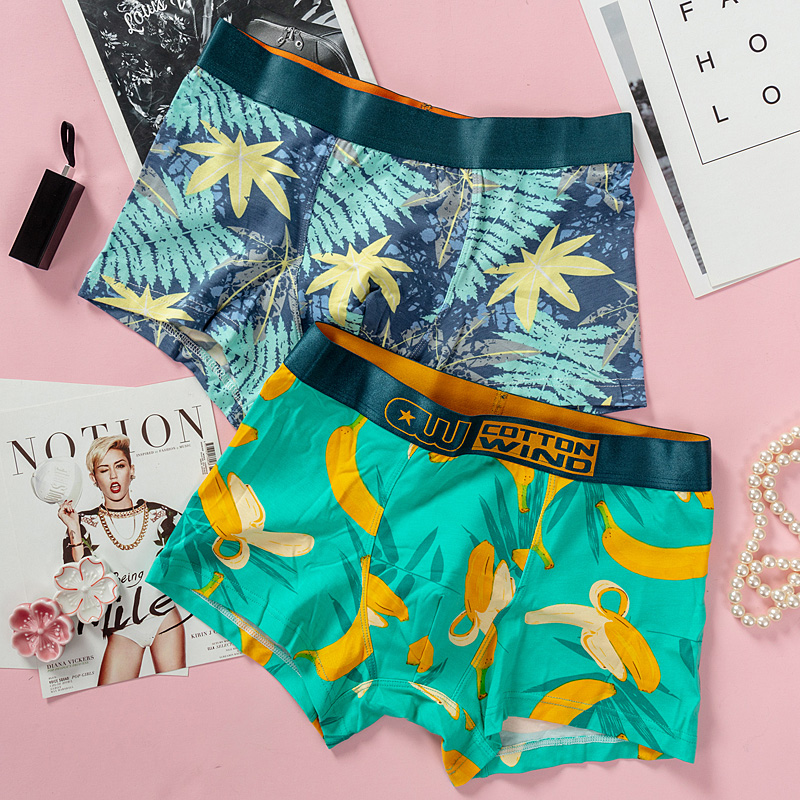 New fashion men's underwear flat corner pants head low waist cotton quality Young guys Four Corner Pants Individuality Flush-Taobao