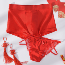 Couple Panties Couple Passion Lace Red Sexy Married A Male and Female Cotton Triangle Banton Year