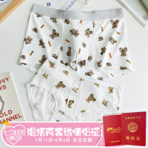 Lovers Briefs Pure Cotton Money Cute Little Bear Cartoon One Man Woman Woman Comfort Through Bubble Foam Low Waist Couple Suit