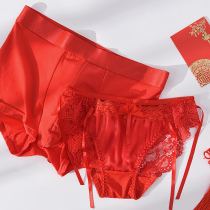 Red underwear couples get married a man and a woman passionate sexy lace triangle a pair of large size flat angle this year
