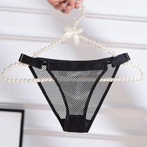 European and American style sexy underwear ladies triangle pants hollow hollow breathable mesh temptation transparent mesh ultra-thin girls