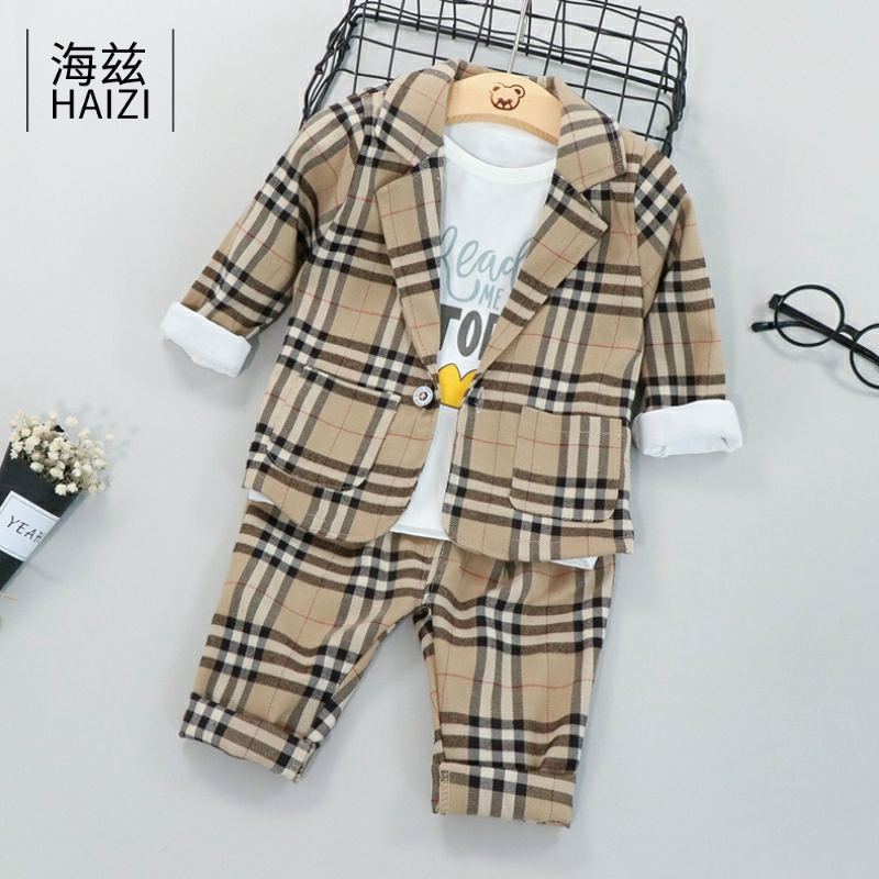 Haze Kids Set 1 Fall 2 trẻ em mùa thu ăn mặc 3 bé trai 4 Quần áo 0-5 tuổi dài tay phù hợp.