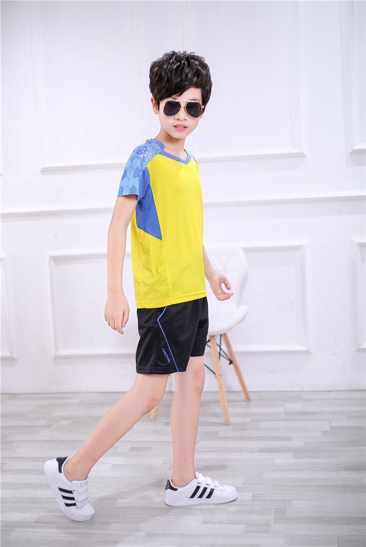 2019 mới mùa xuân và mùa hè trẻ em mặc cầu lông nam và nữ tay áo ngắn thể thao quần vợt bóng bàn quần áo sinh viên quần áo - Thể thao sau bộ thể thao nữ mùa đông