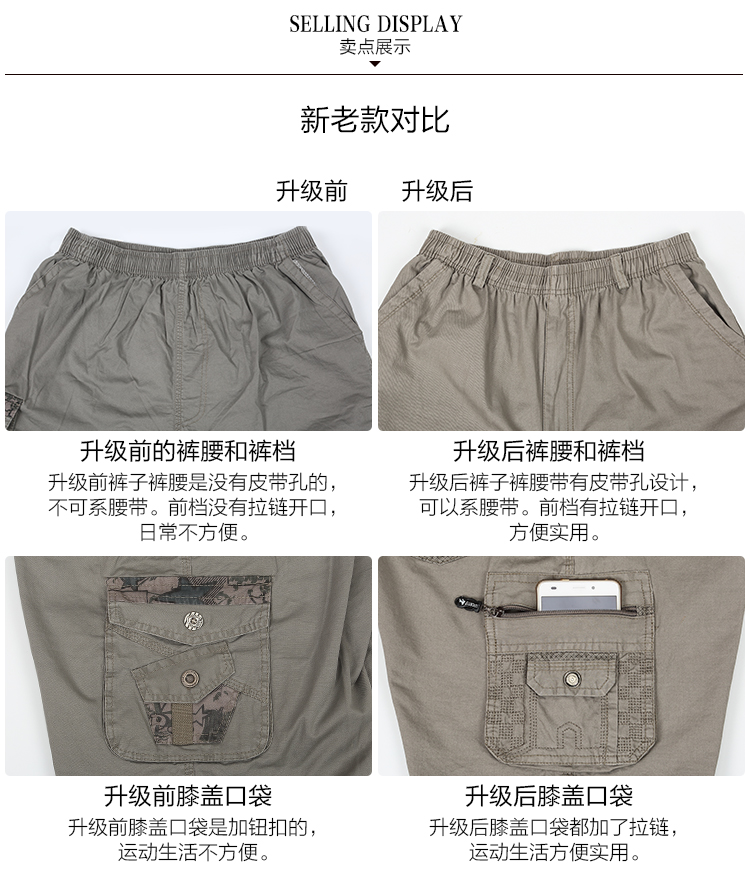 Mùa hè trung niên nam quần short năm điểm cotton tuổi già cỡ lớn quần rộng, bố, quần đi biển giản dị quần ngủ nam