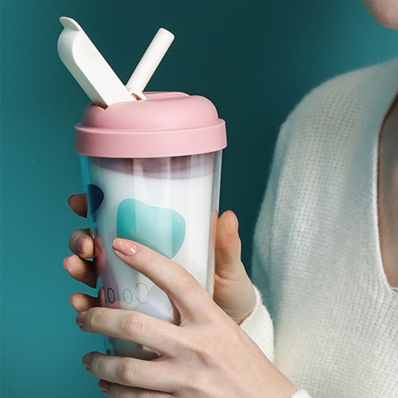 (exclusive price for studio) Face with straw ins wind girl net red cute summer cup