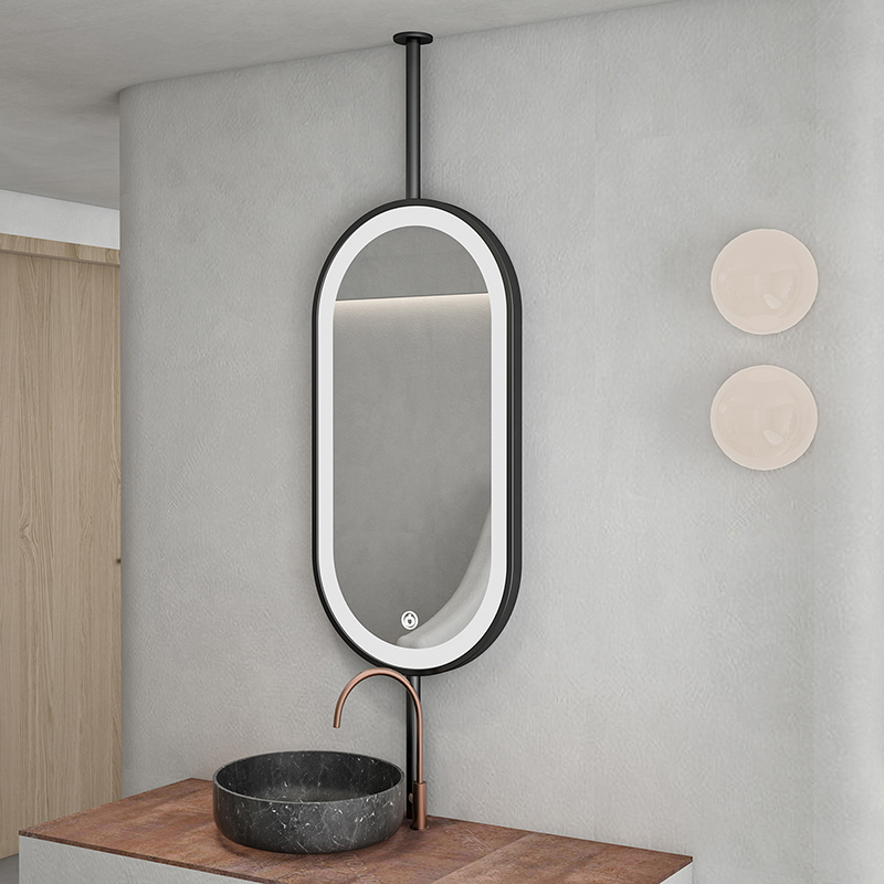 Oval Upper And Lower Pole Pendant Mirror Hotel Folk Custom Toilet Bathroom Mirror Handwashing Desk With Lamp Bathroom smart mirror-Taobao