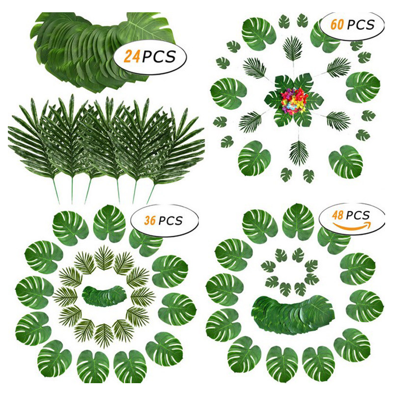 Hawaii Theme Birthday Party Decoration Turtle Leaf School Family Activity Scene Arrangement Palm Leaves Green Leaves