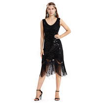 Sequined hand-woven tassel evening dress retro 1920s Gatsby theme party Carnival Cos costumes