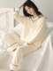 Pajamas autumn women's 2025 new autumn pure cotton fabric 100 cotton long-sleeved women's solid color home wear winter