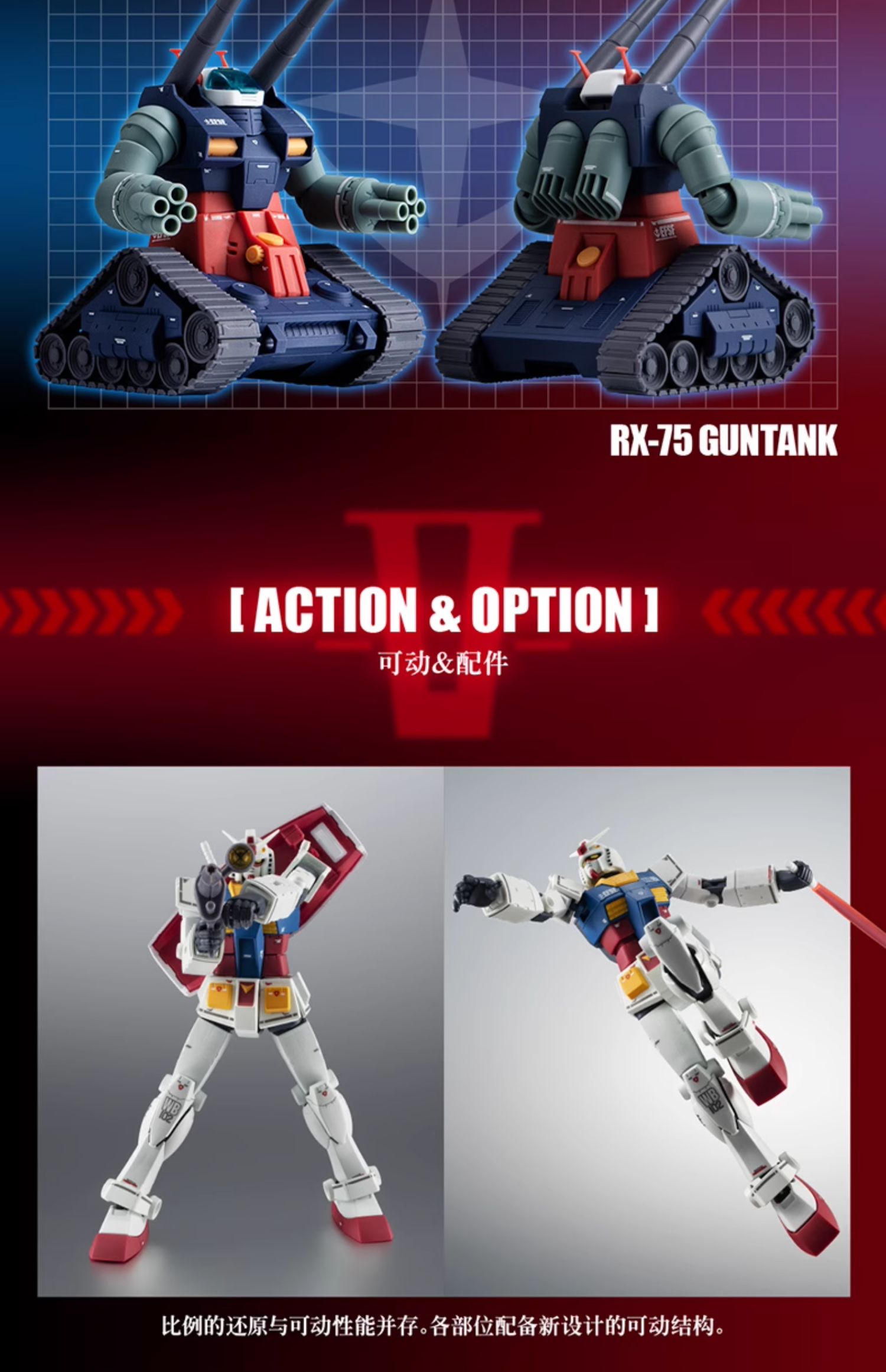 Robot Spirits(Side MS) R-SP RX-78-2 Gundam + RX-77-2 Guncannon + RX-75-4 Guntank(SCV-70 White Base Team MS set) ver. A.N.I.M.E.