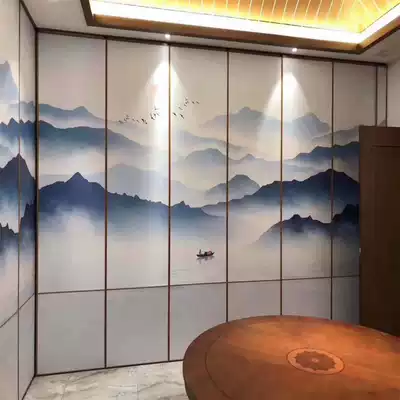 Hotel event partition Banquet hall Hotel screen hanging wheel mobile folding door Office push-pull ultra-high partition wall