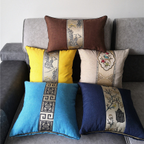 New Chinese cotton and hemp sofa pillow thickened waist pillow Mahogany chair cushion headboard classical linen large waist cushion with core