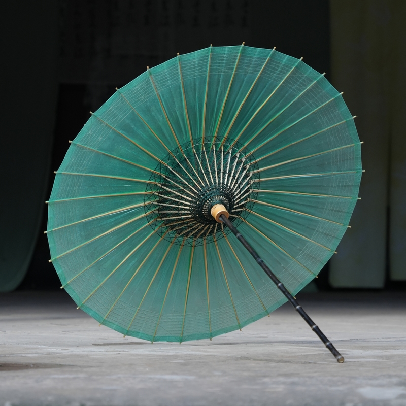 Wuxin Workshop Oil Paper Umbrella [Qingyu Case] Purple Bamboo Umbrella Pole, Handmade Gradient Ancient Paper, Rainproof Traditional Style Umbrella