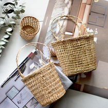 ins delicate hand chicography small flower basket pure hand woven handicraft inserts flower basket hollowed-out grass choreography basket