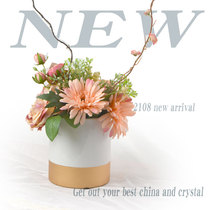 New product simple flower arrangement ornament pastoral style non-porous interior decoration flower arrangement flower pot 2 color straight porcelain