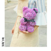 Customized 3D rose bear bear flower mud animal modeling flower mud DIY handmade training Wedding decoration is not returned