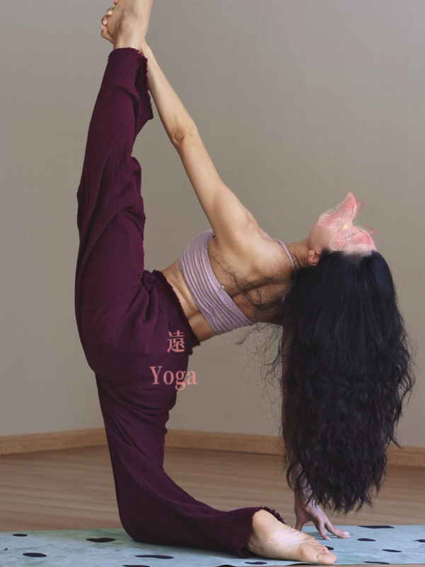 Yoga Inner View Style Loose Solid Color Yoga Pants for Women, Sports Straight-Leg Wide-Leg Pants, Pilates Slimming Long Pants