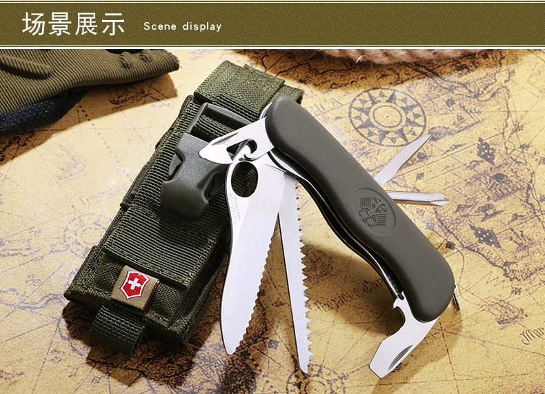 Victorinox Swiss Army Knife Đức Officer Knife 0.8461.MW4DE Ngoài trời Sergeant đa chức năng Folding Cutter