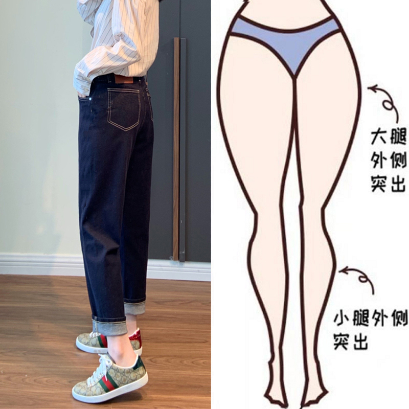 Denim Blue High-Waisted Harem Jeans for Women, 2026 New Summer Thin Style, Petite Cropped Carrot Dad Pants