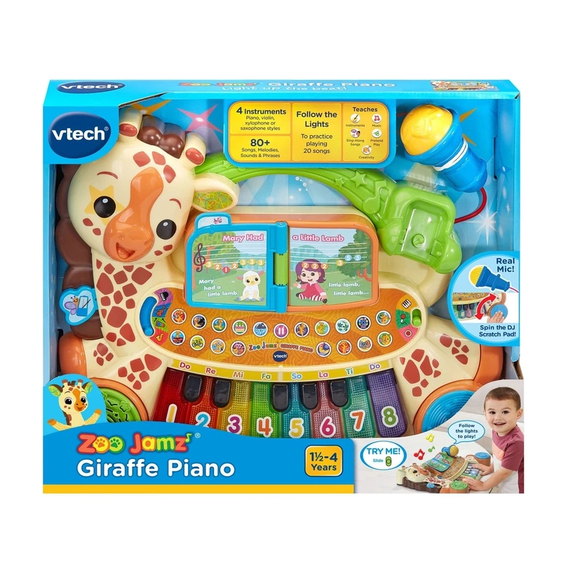 Pure English Version Vtech Zoo Jamz Zebra Music Electronic Keyboard Interactive Sound and Light Toy Microphone Electronic Keyboard