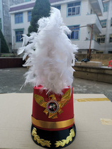 New band suit drum suit hat Golden Flying Eagle diamond emblem hat white feather golden wheat hat brim