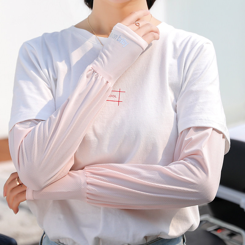 Korean Version Summer Easy Sun Protection Ice Silk Cuff Women Driving Bicycling Summer UV Arm Guard Arm Gloves Sleeves