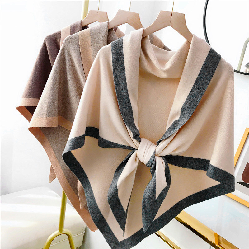 Triangle Towel Cashmere Shawl Han Version Thin and External Lap Knit Spring Autumn Air Conditioning House Scarves women's neck 100 hitch